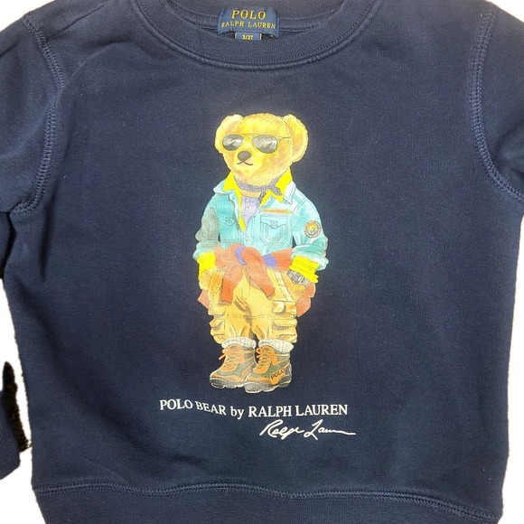 POLO Ralph Lauren Polo Bear Fleece Crewneck Sweatshirt‎ Toddler Size 3/3T - Picture 2 of 5